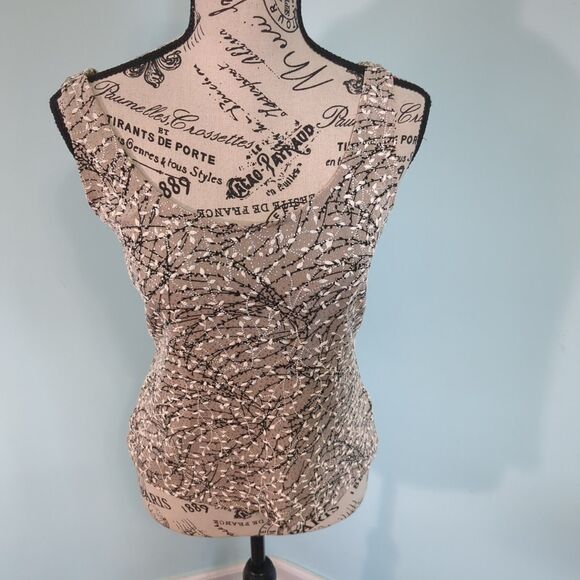 Alex Evenings Black and Tan Glitter Twinset small cardigan jacket set beaded cla - Picture 3 of 4